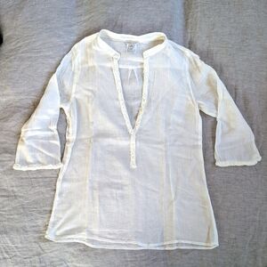 Puma x Nuala Lightweight White Cotton Split-Neck Tunic Top